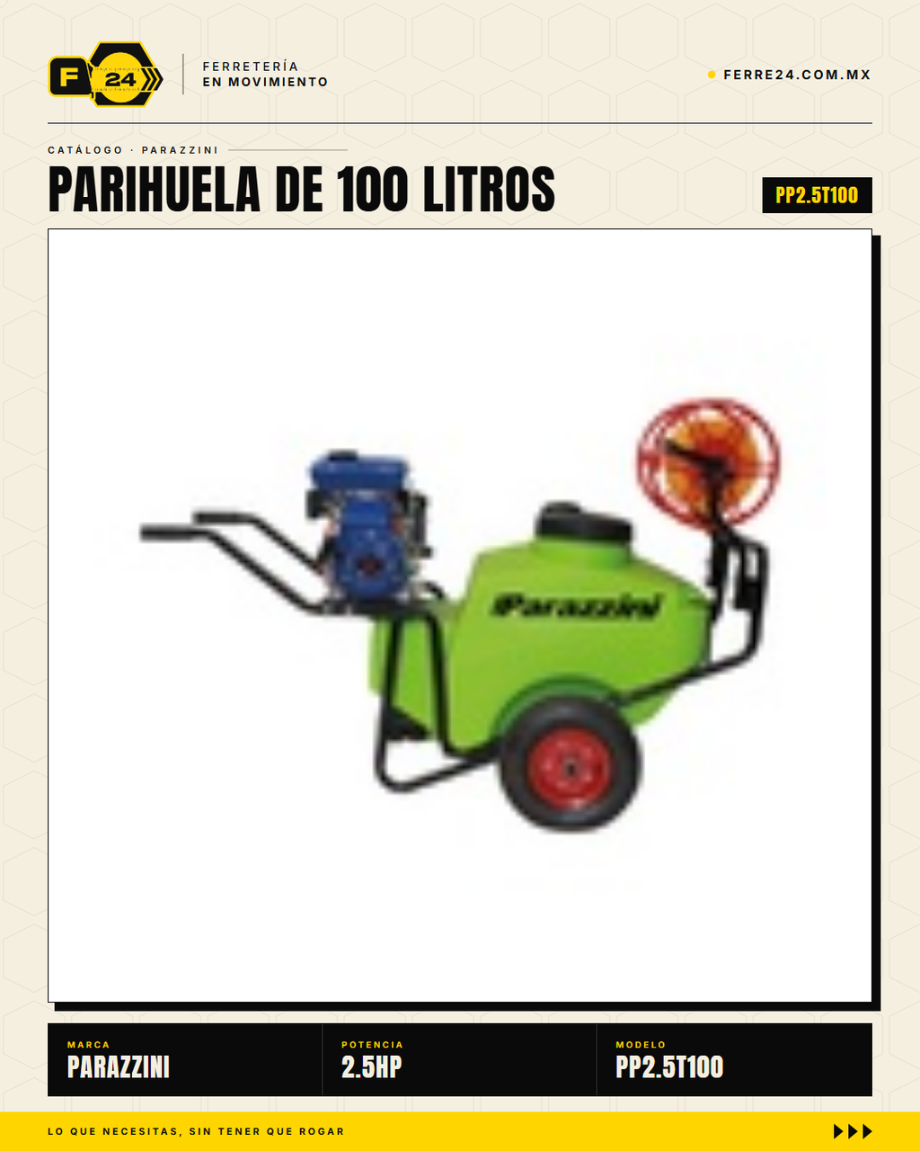 Parihuela Parazzini 100 litros 2.5 HP — Limpieza de alta presión donde no hay agua · sec_002