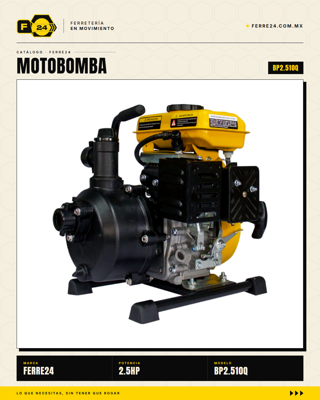 Motobomba para Químicos 2.5 HP — 1", Autocebante · sec_002
