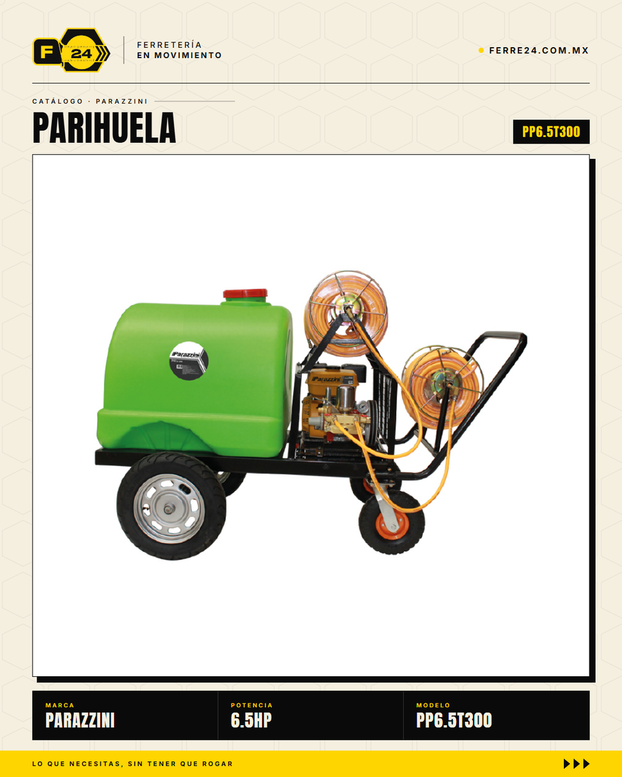 Parihuela Motorizada Parazzini 6.5HP — 240 Litros, Bomba de Bronce · sec_002