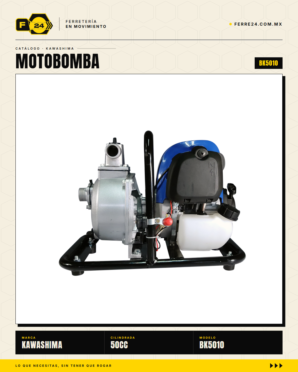 Motobomba Kawashima BK5010 50 cc — 1", 11 kg · sec_002