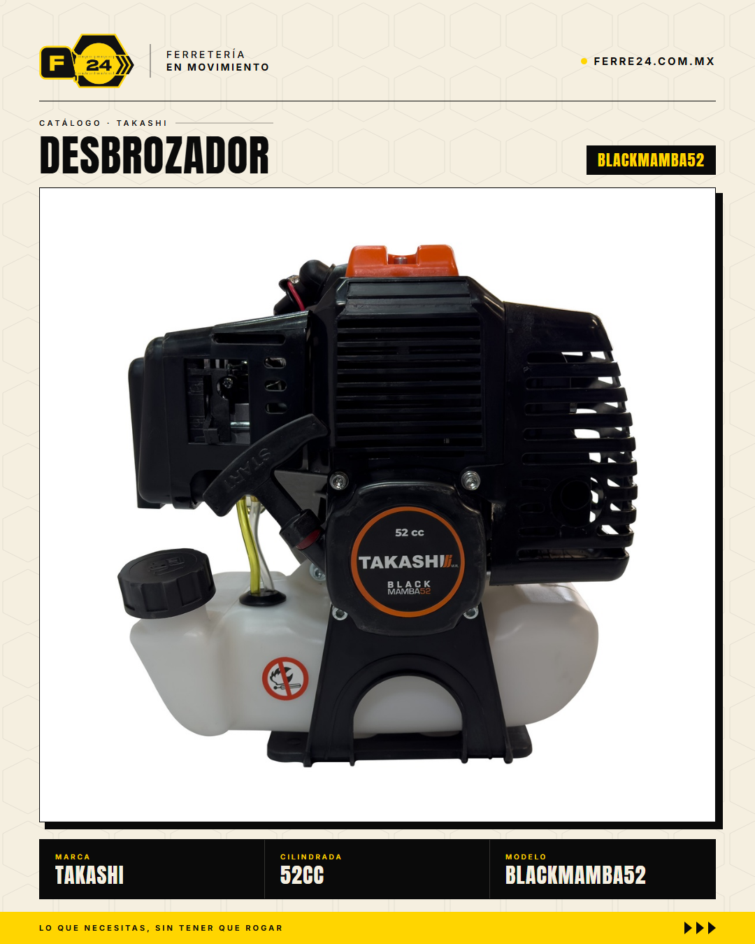 Desbrozadora Takashi BLACKMAMBA52 52 cc — Eje Partido · sec_002