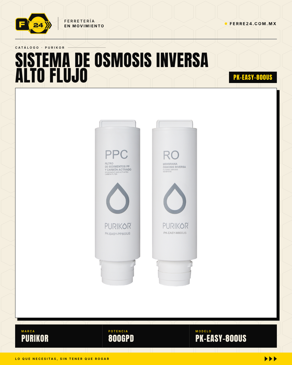PURIKOR PK-EASY-800US — Ósmosis Inversa 800 GPD Sin Tanque · sec_002