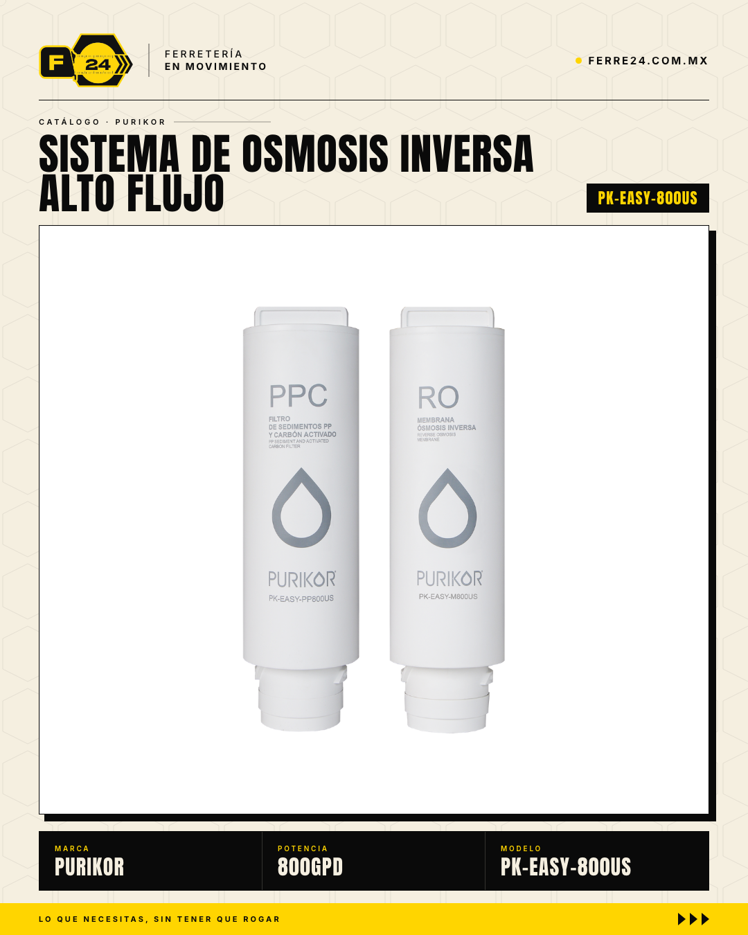 PURIKOR PK-EASY-800US — Ósmosis Inversa 800 GPD Sin Tanque · sec_002