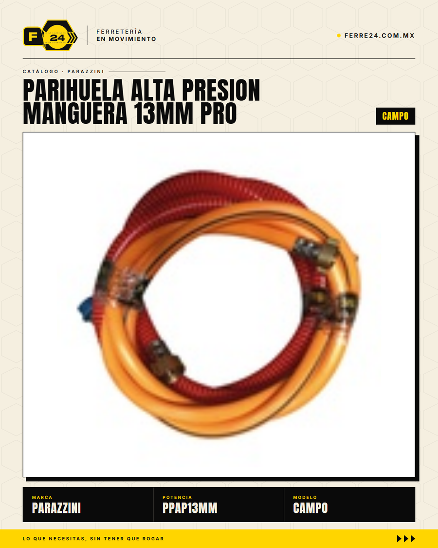 Parihuela Alta Presión Manguera 13 mm PRO — Fumigación Profesional en Grandes Extensiones · sec_002