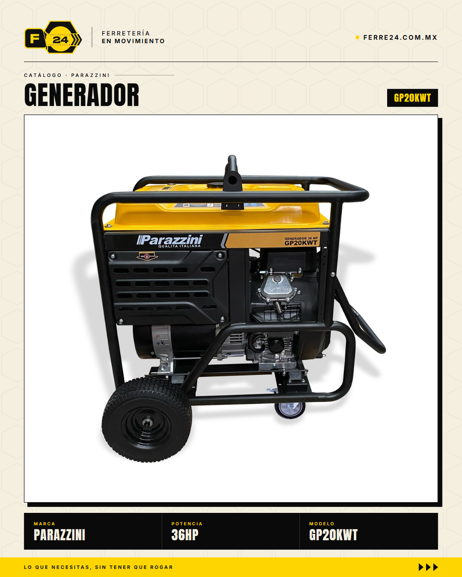 Generador Parazzini 20 kW Gasolina V-Twin 36 HP — GP20KWT · sec_002