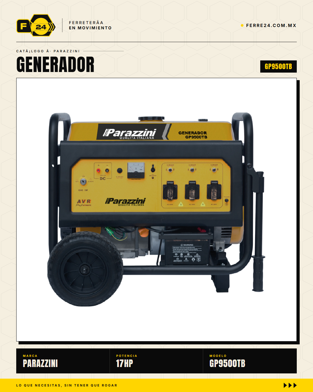 GP9500TB — panel 110V/220V encendido eléctrico