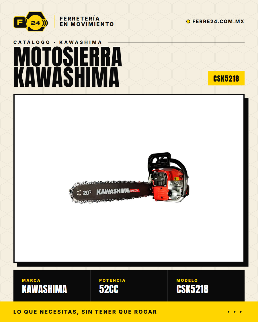 Motosierra Kawashima 52 cc — detalle 2