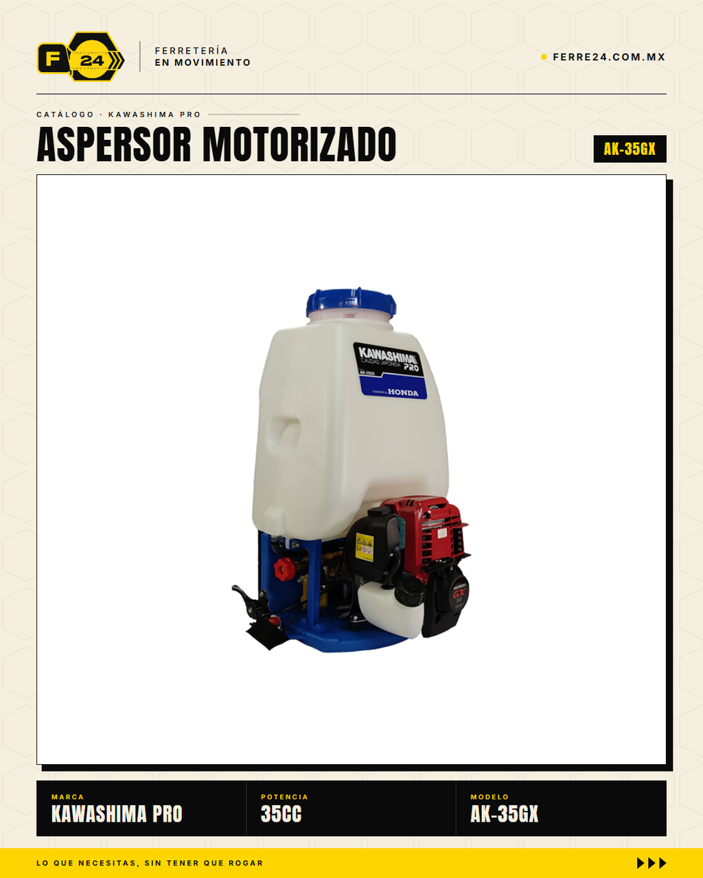 Aspersor de Mochila 35 cc — Motor Honda GX35, Tanque de 25 L · sec_002