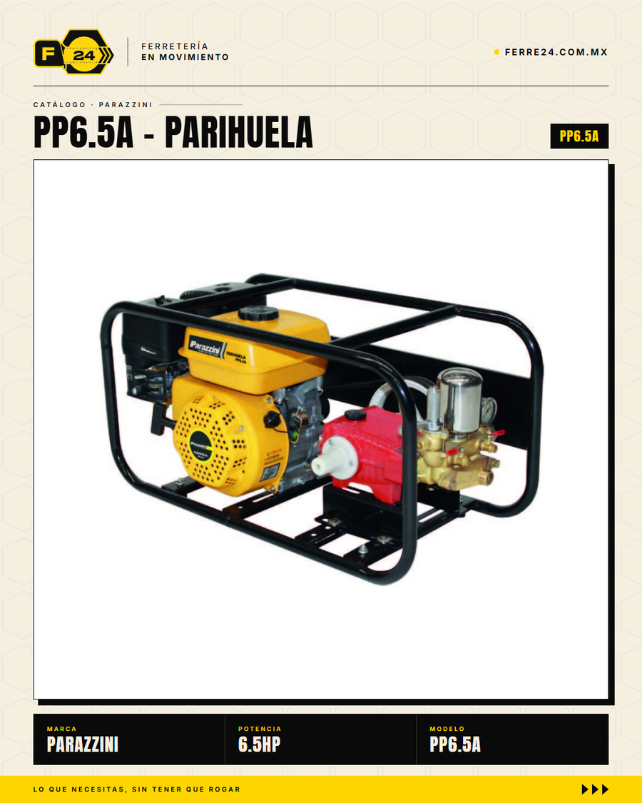 Parihuela Parazzini 6.5 HP — Motobomba a Gasolina sobre Carrito · sec_002