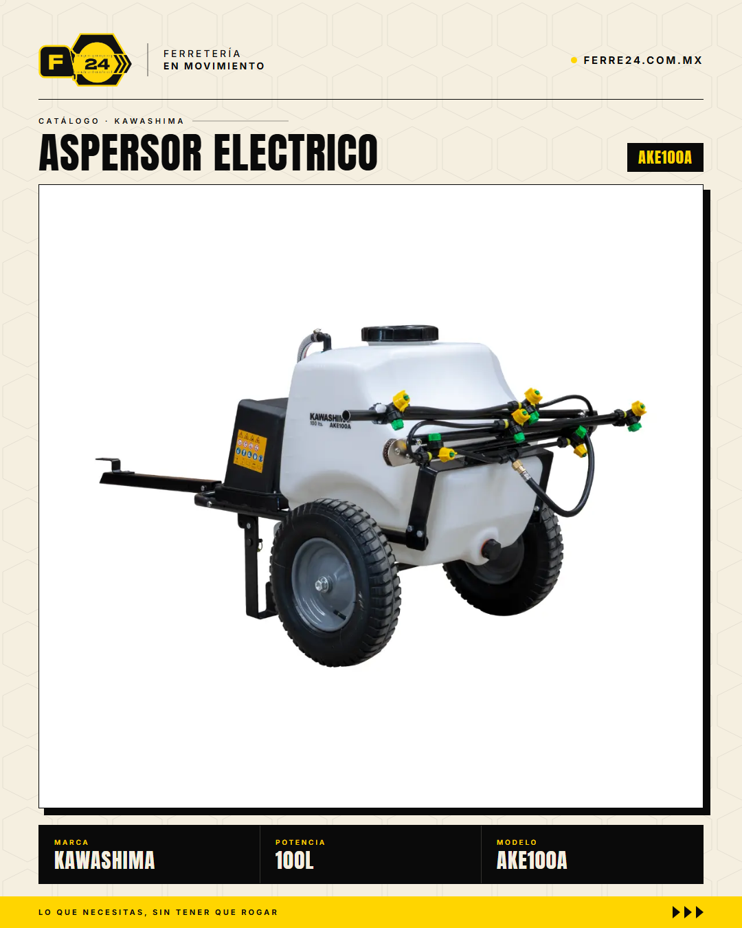 Aspersor Remolque Eléctrico Kawashima 100L — 80 PSI · sec_002
