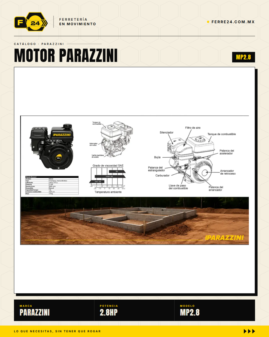 Motor Parazzini 2.8 HP / 97cc — 4 Tiempos OHV · sec_002