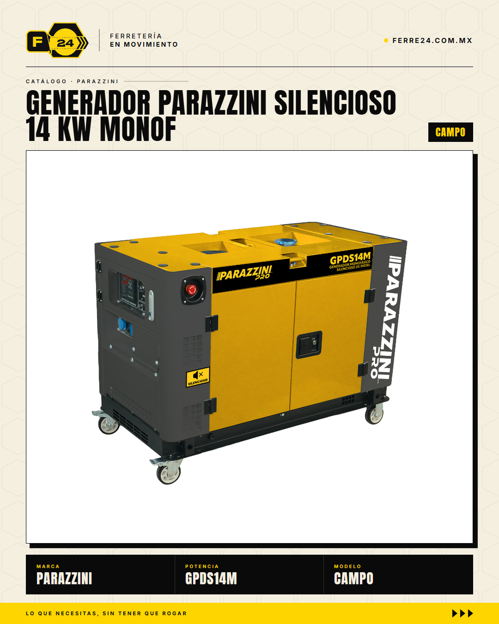 Generador Diesel Silencioso 14 kW con ATS Automático — Parazzini GPDS14M · sec_002