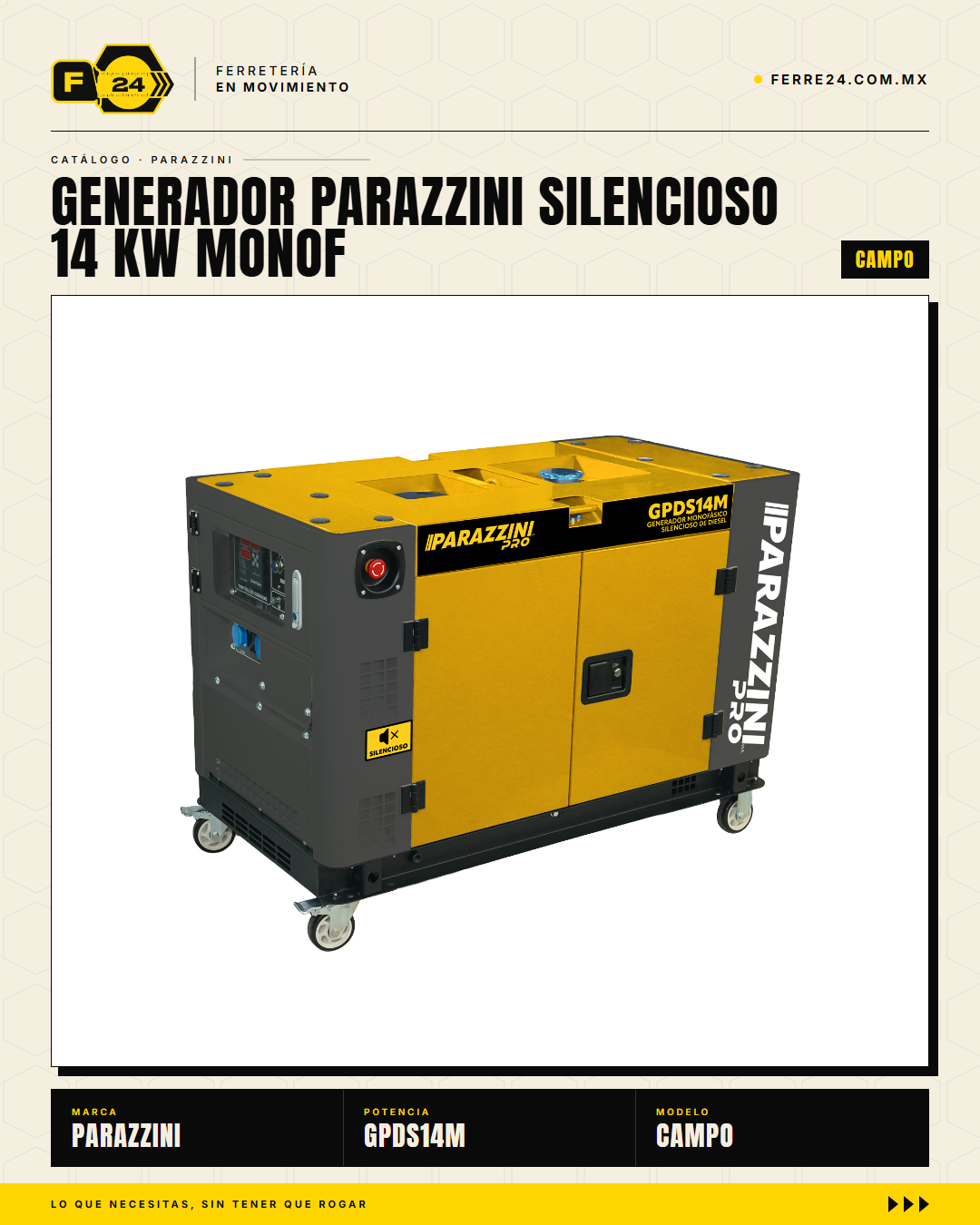 Generador Diesel Silencioso 14 kW con ATS Automático — Parazzini GPDS14M · sec_002