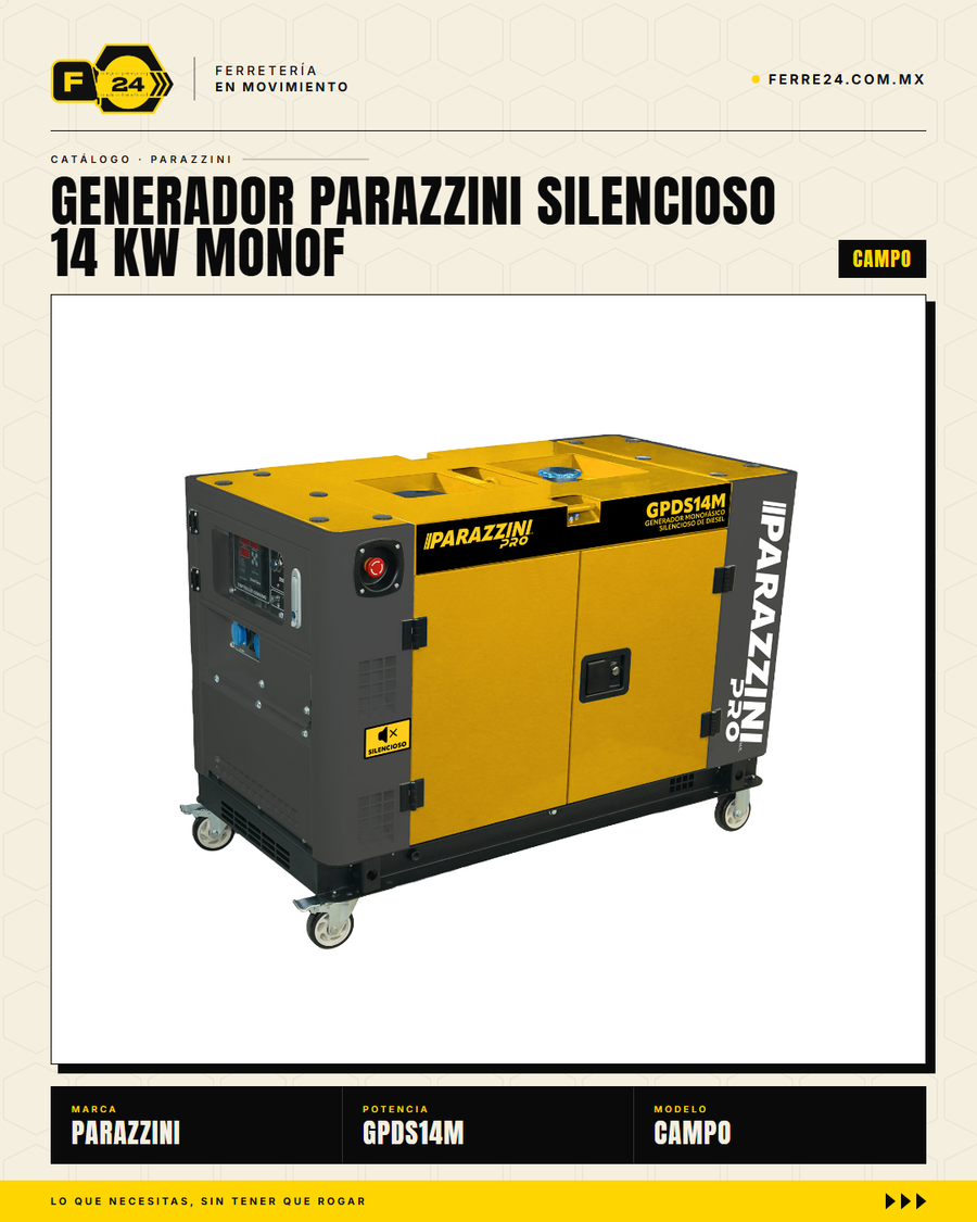 Generador Diesel Silencioso 14 kW con ATS Automático — Parazzini GPDS14M · sec_002