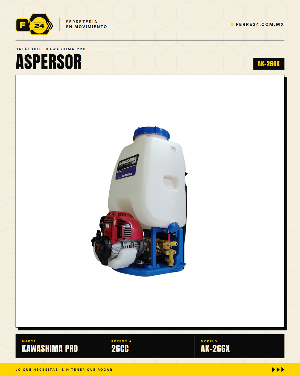 Aspersor de Mochila 26 cc — Motor Honda GX25, Tanque de 25 L · sec_002