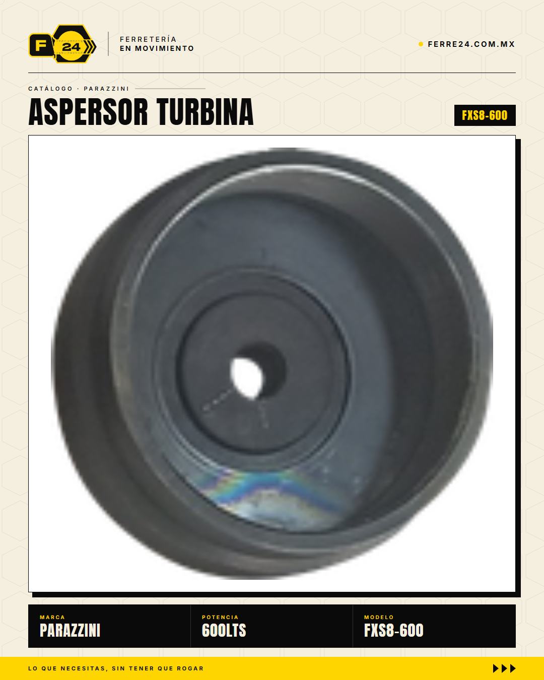 Aspersor Turbina Parazzini 600 L — PTO 50 HP · 32" · 24 Boquillas · sec_002