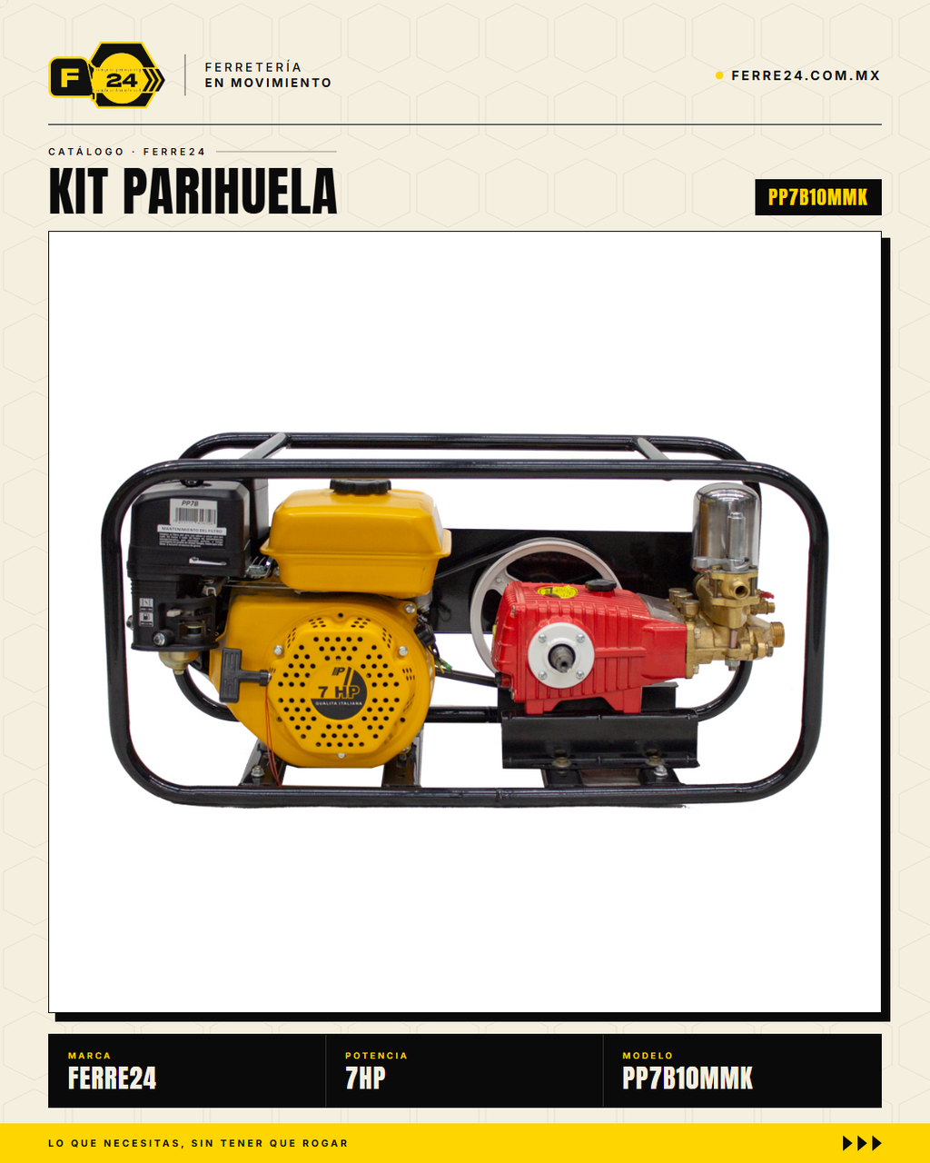 Parihuela 7 HP Bronce — 45 L/min, Manguera de 10 mm · sec_002