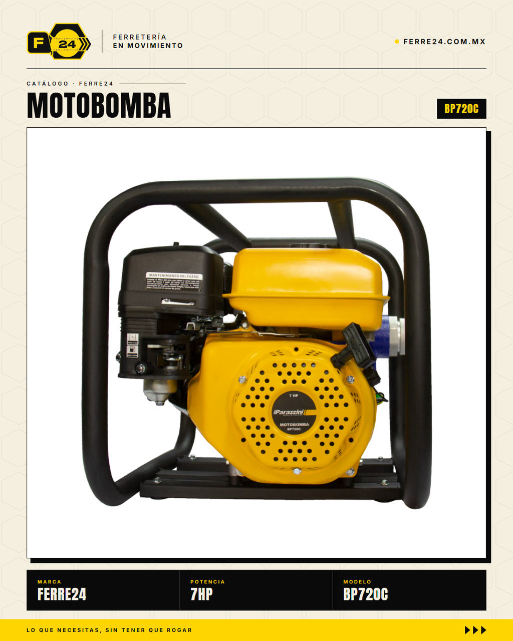 Motobomba Centrífuga 7 HP — 2", 50 m de Altura · sec_002