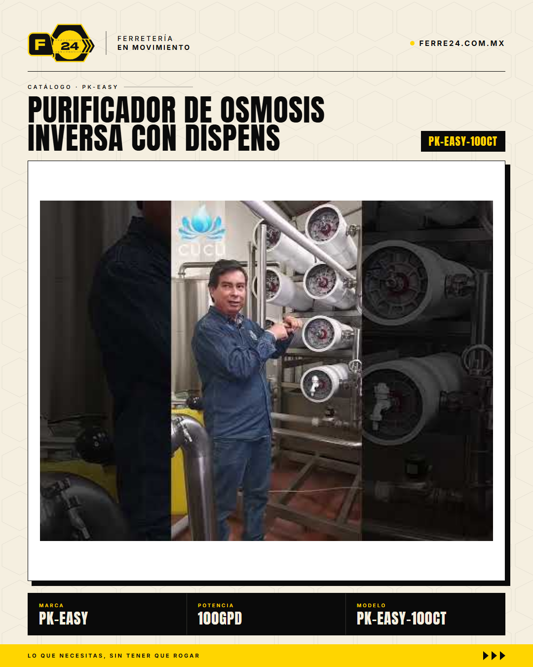 Purificador de Ósmosis Inversa 100GPD con Dispensador — PK-EASY 100CT · sec_002