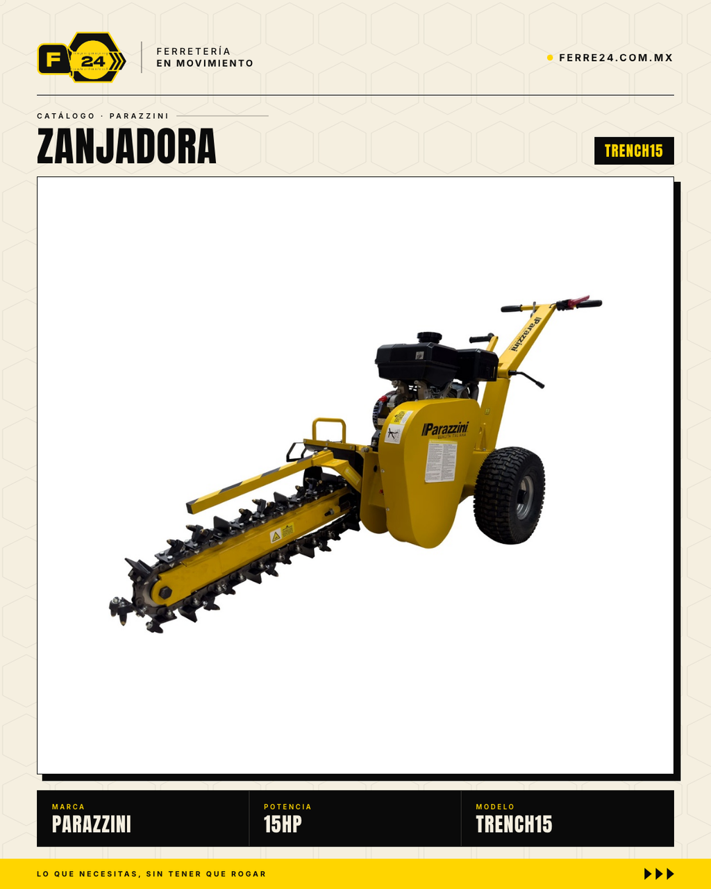 Zanjadora Parazzini TRENCH15 — Motor 15 HP con doble filtro de aire · sec_002