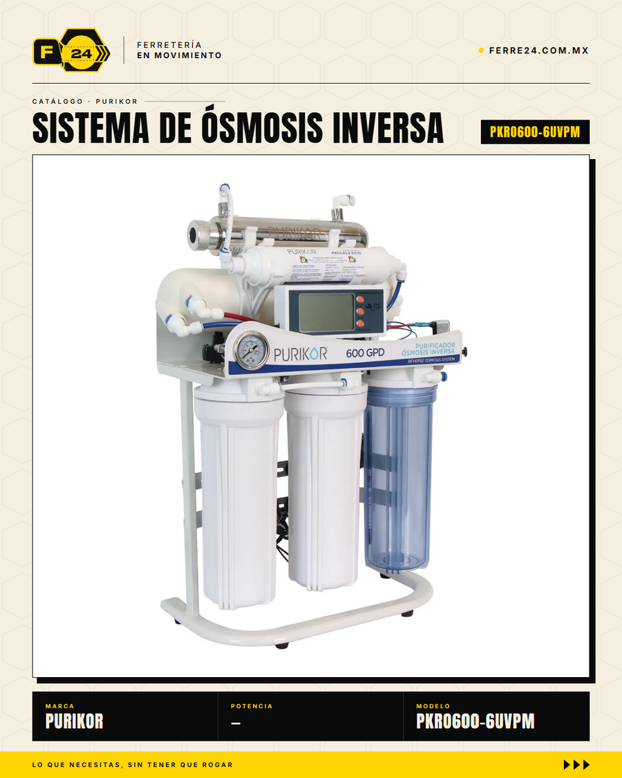 Sistema de Ósmosis Inversa PURIKOR 600 GPD 6 Etapas con UV — PKRO600-6UVPM · sec_002