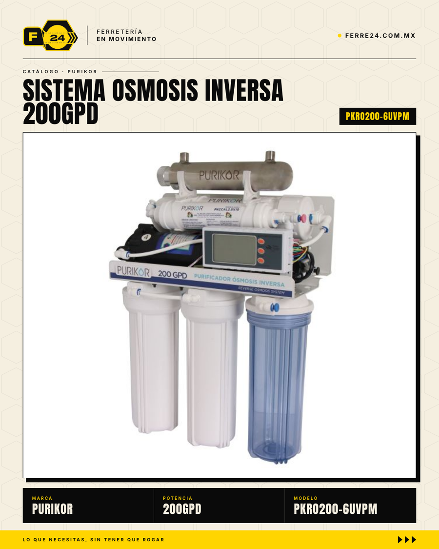 Sistema de Ósmosis Inversa 6 Etapas + UV — 200 GPD PURIKOR · sec_002