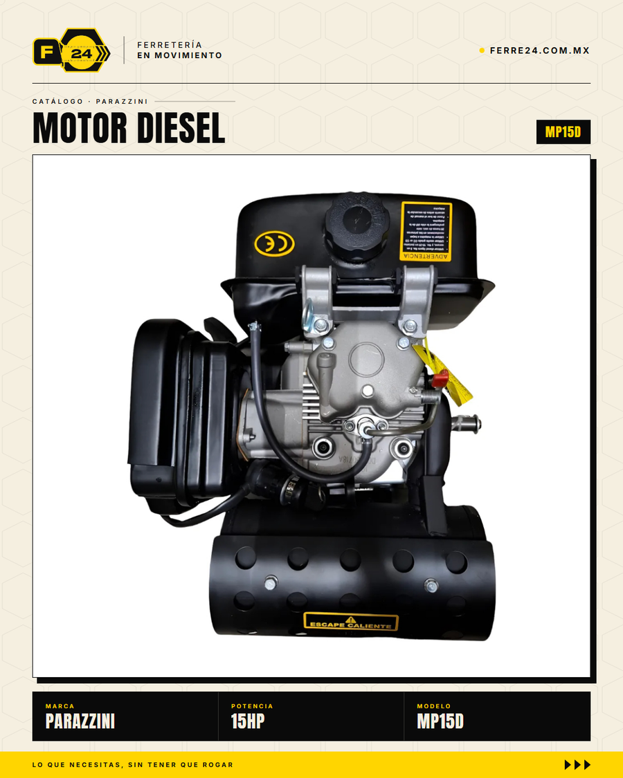 Motor Diesel 15 HP Parazzini MP15D con Arranque Eléctrico — Para Bomba, Generador y Obra · sec_002_marvelsa