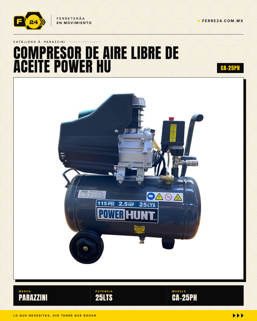 Compresor Power Hunt 25L — detalle motor