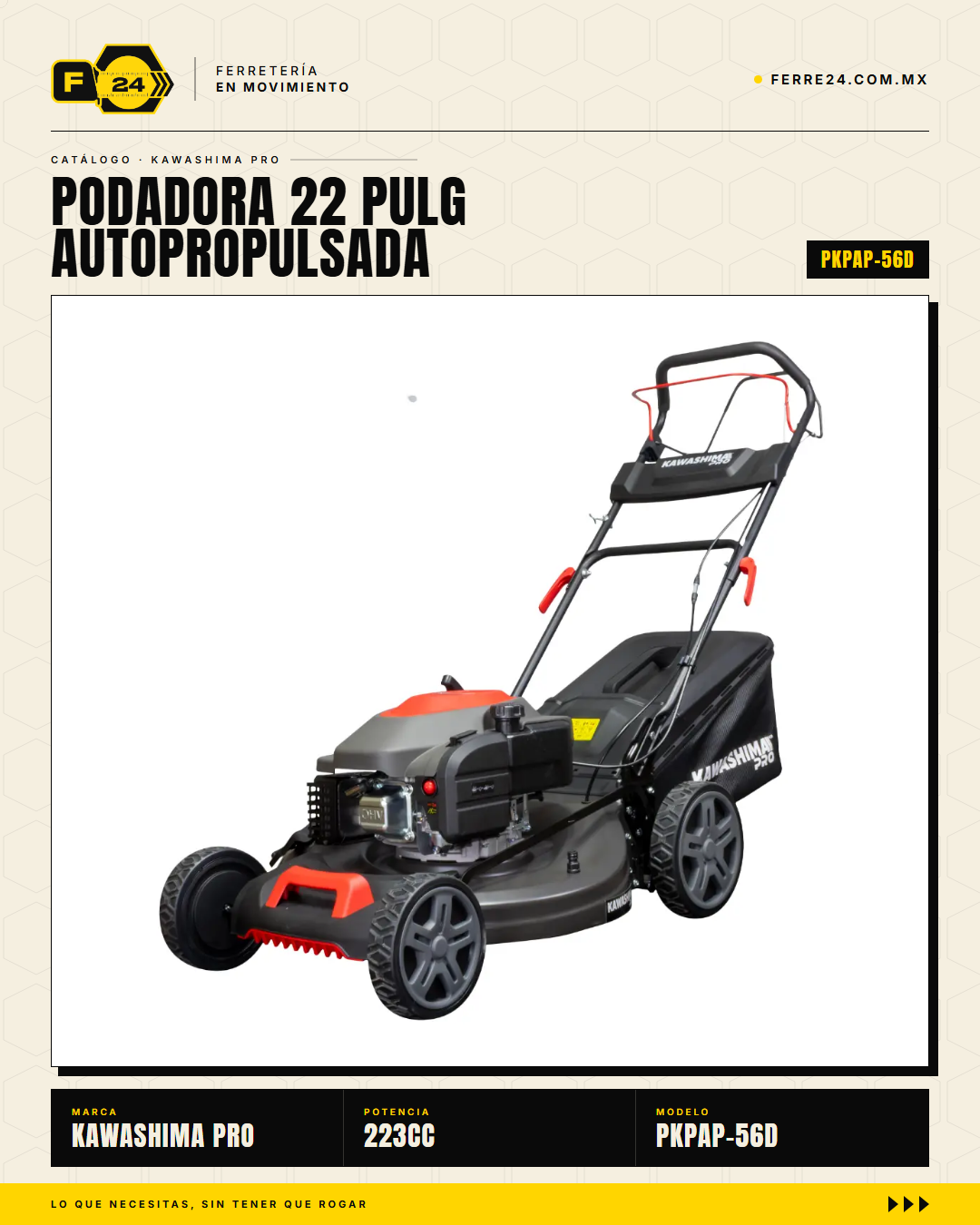 Podadora Autopropulsada 22" 223cc 3 en 1 - Kawashima Pro · sec_003