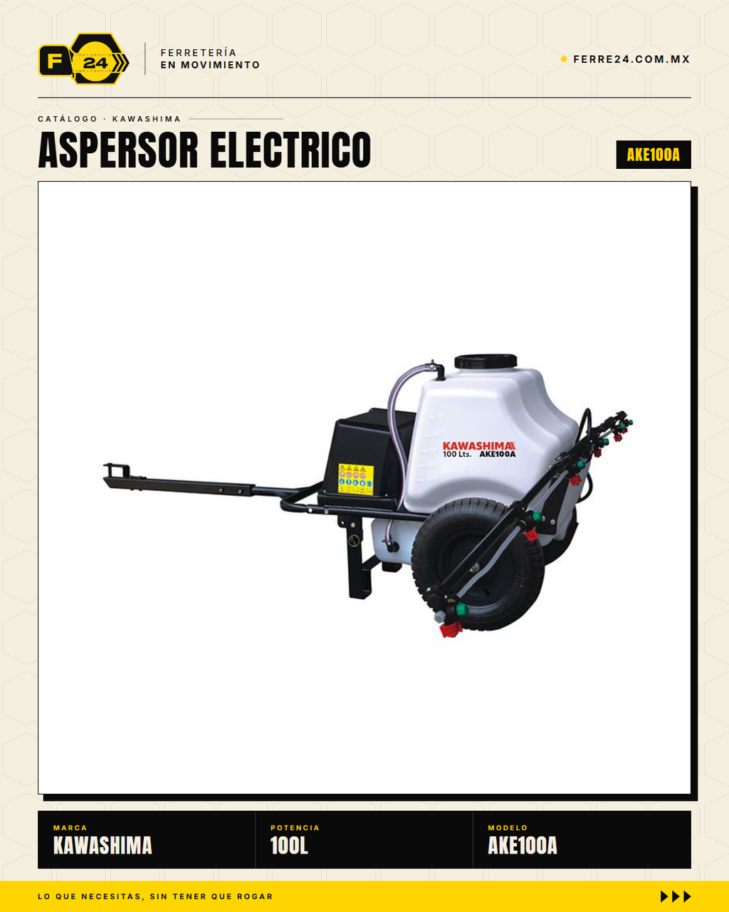 Aspersor Remolque Eléctrico Kawashima 100L — 80 PSI · sec_003