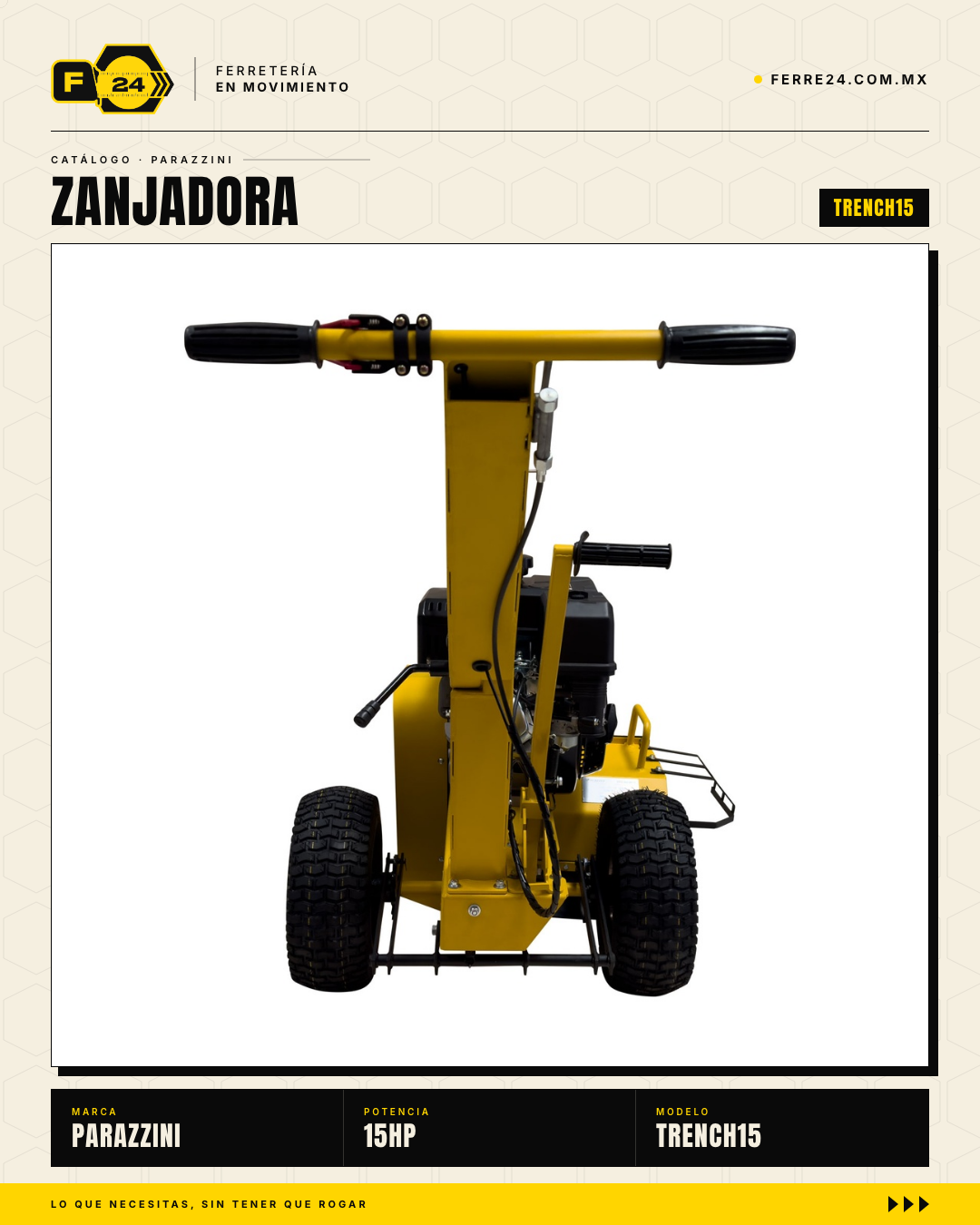 Zanjadora Parazzini TRENCH15 — Motor 15 HP con doble filtro de aire · sec_003