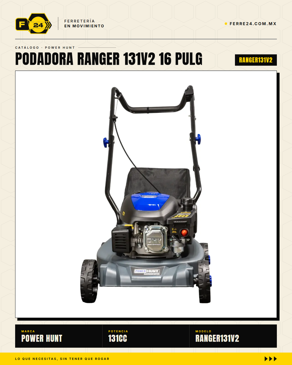 Podadora de Pasto 16" — 131 cc, Empuje Manual, Recolector de 35 L · sec_003