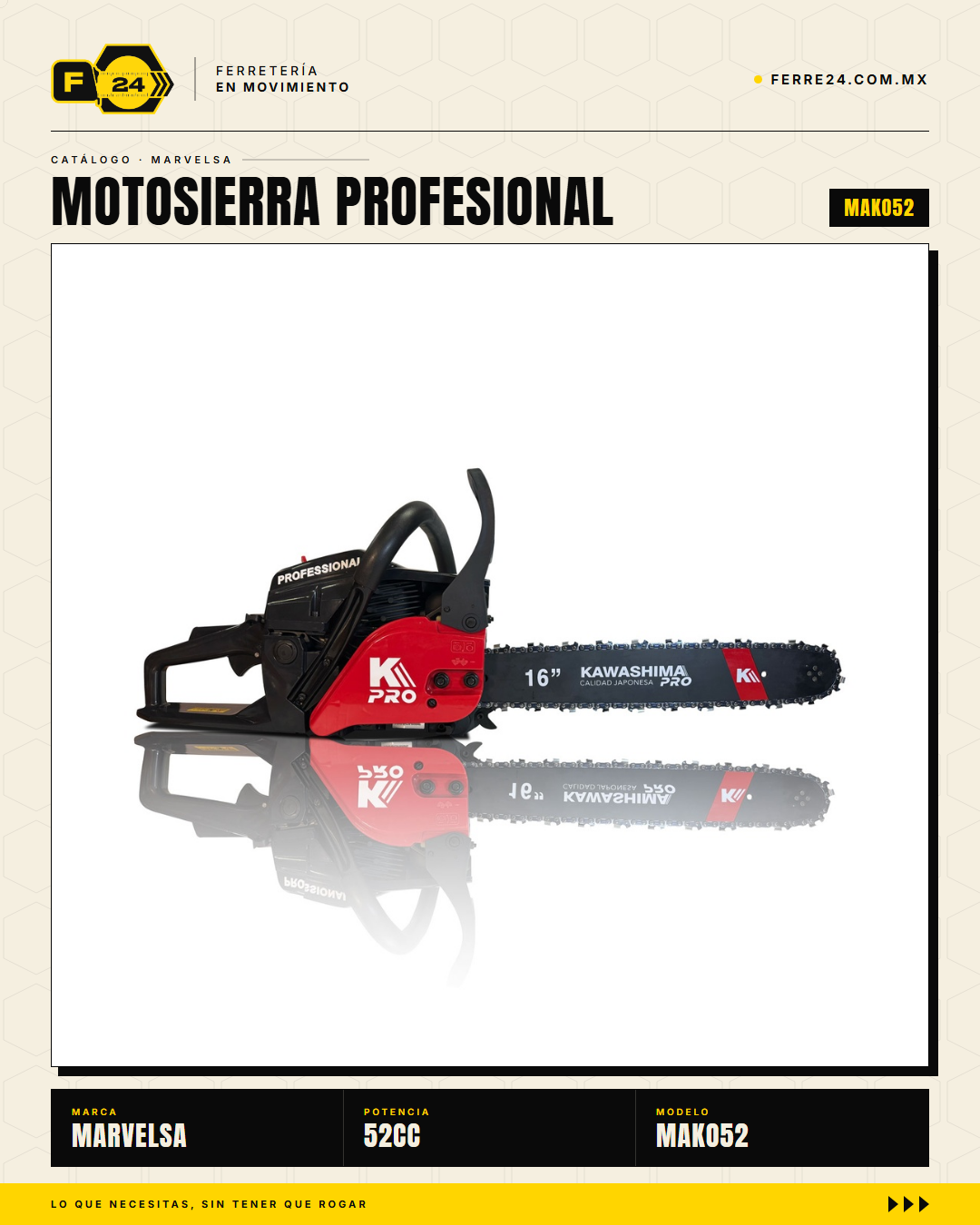 Motosierra Kawashima Pro 52cc — 2 Barras + 2 Cadenas Oregon Incluidas · sec_003