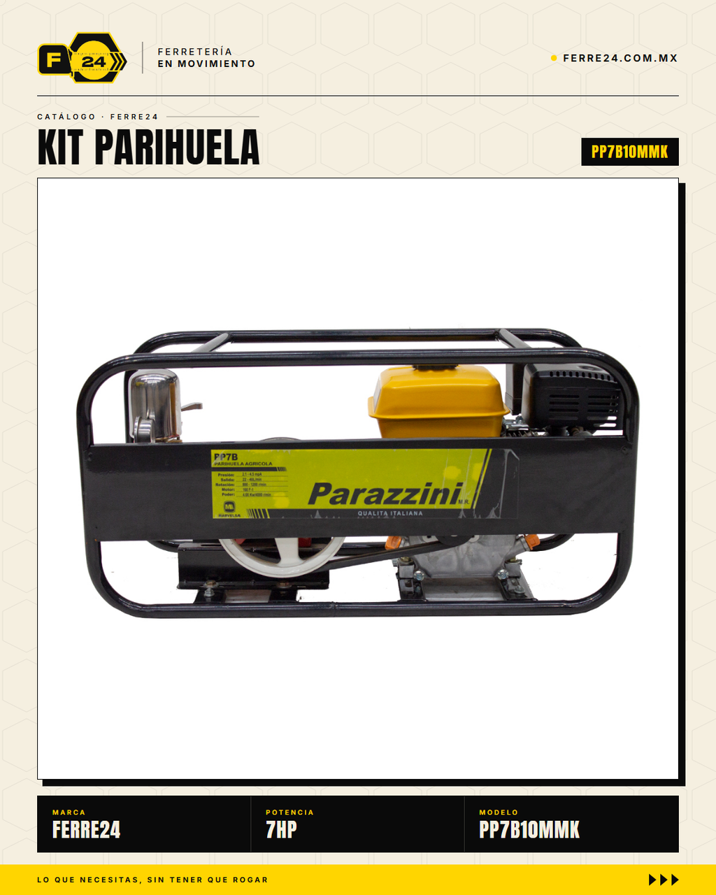 Parihuela 7 HP Bronce — 45 L/min, Manguera de 10 mm · sec_003