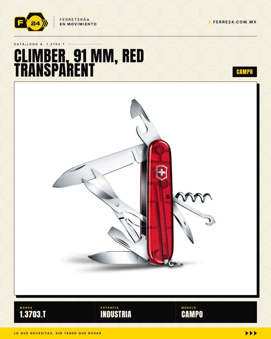 Victorinox Climber 91mm Rojo Transparente — Navaja 18 Funciones — vista alternativa