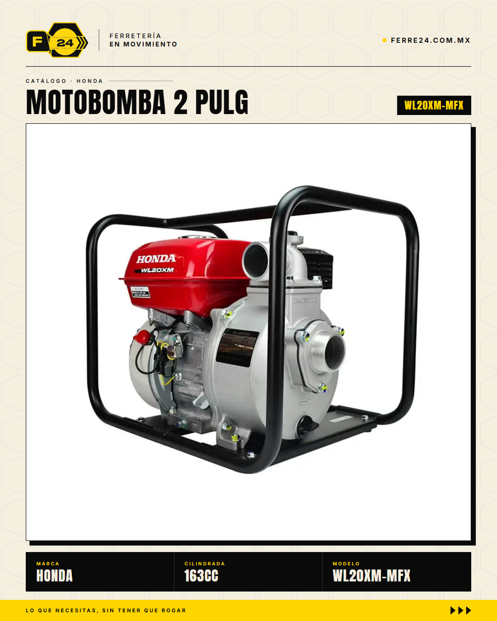 Motobomba Honda WL20XM-MFX 2" Autocebante, 670 L/min · sec_003