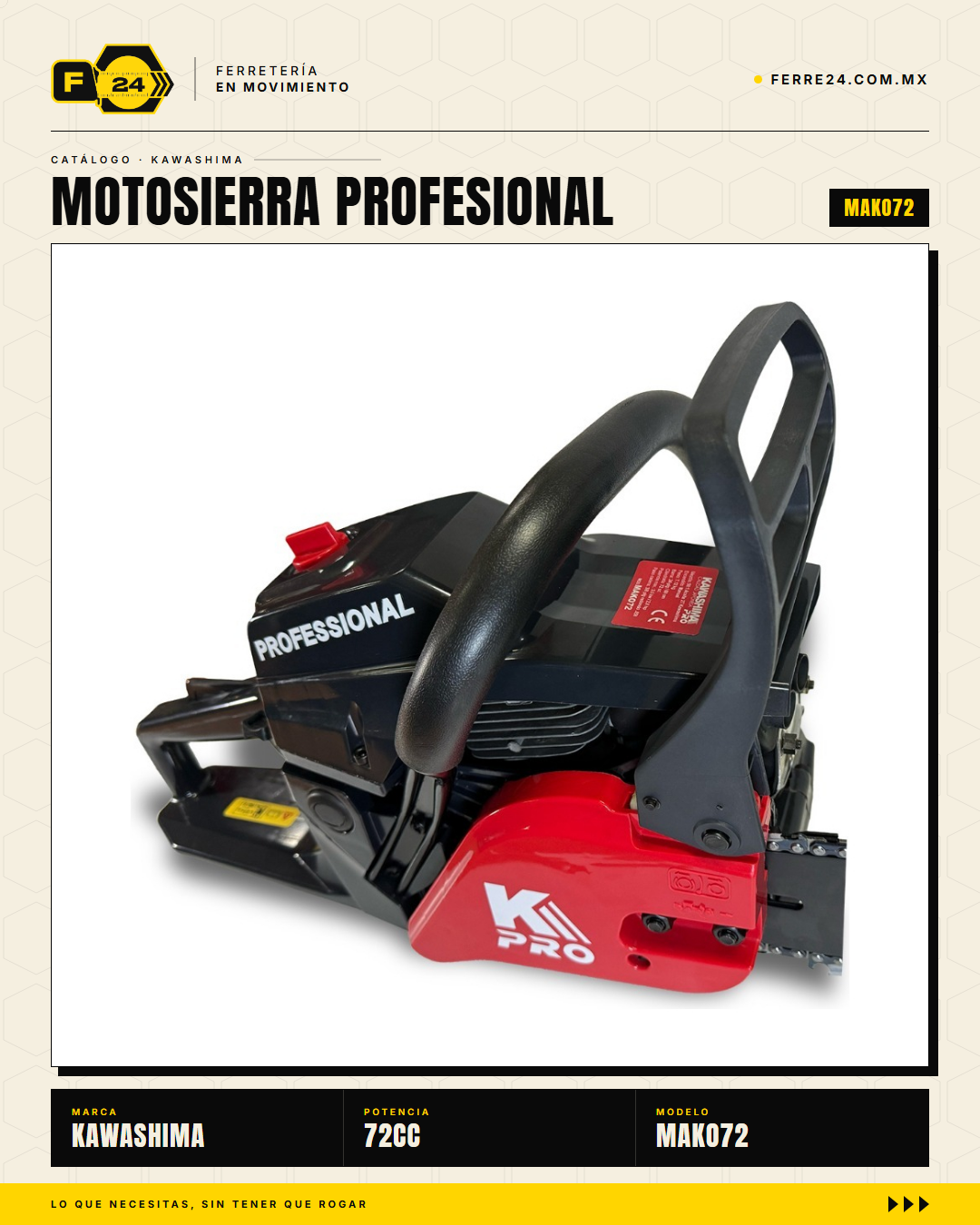 Kit 2 Motosierras Kawashima Pro MAKO72 — 72cc, Barra 24" · sec_003