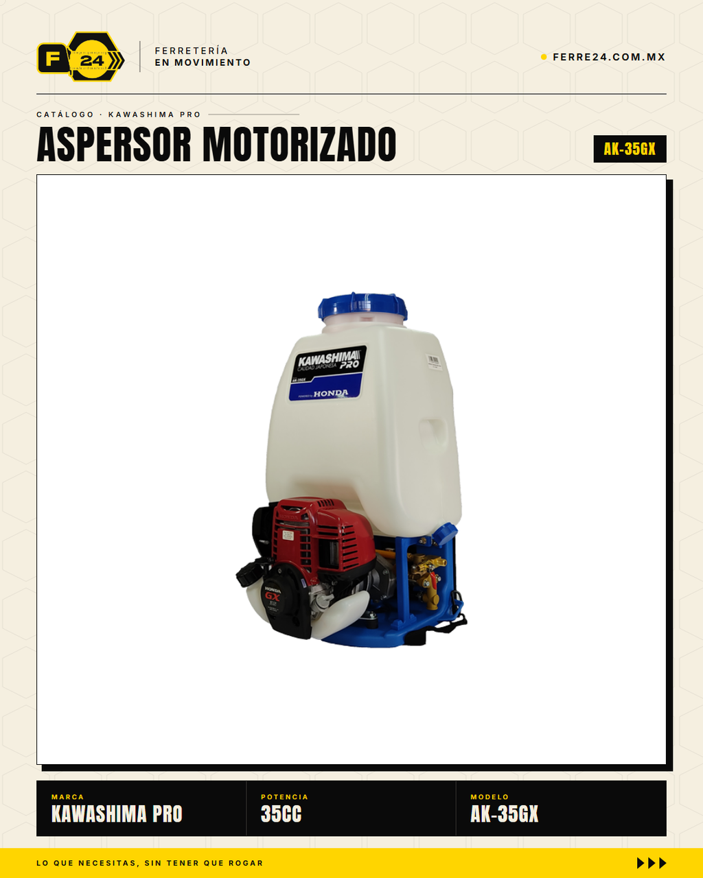 Aspersor de Mochila 35 cc — Motor Honda GX35, Tanque de 25 L · sec_003