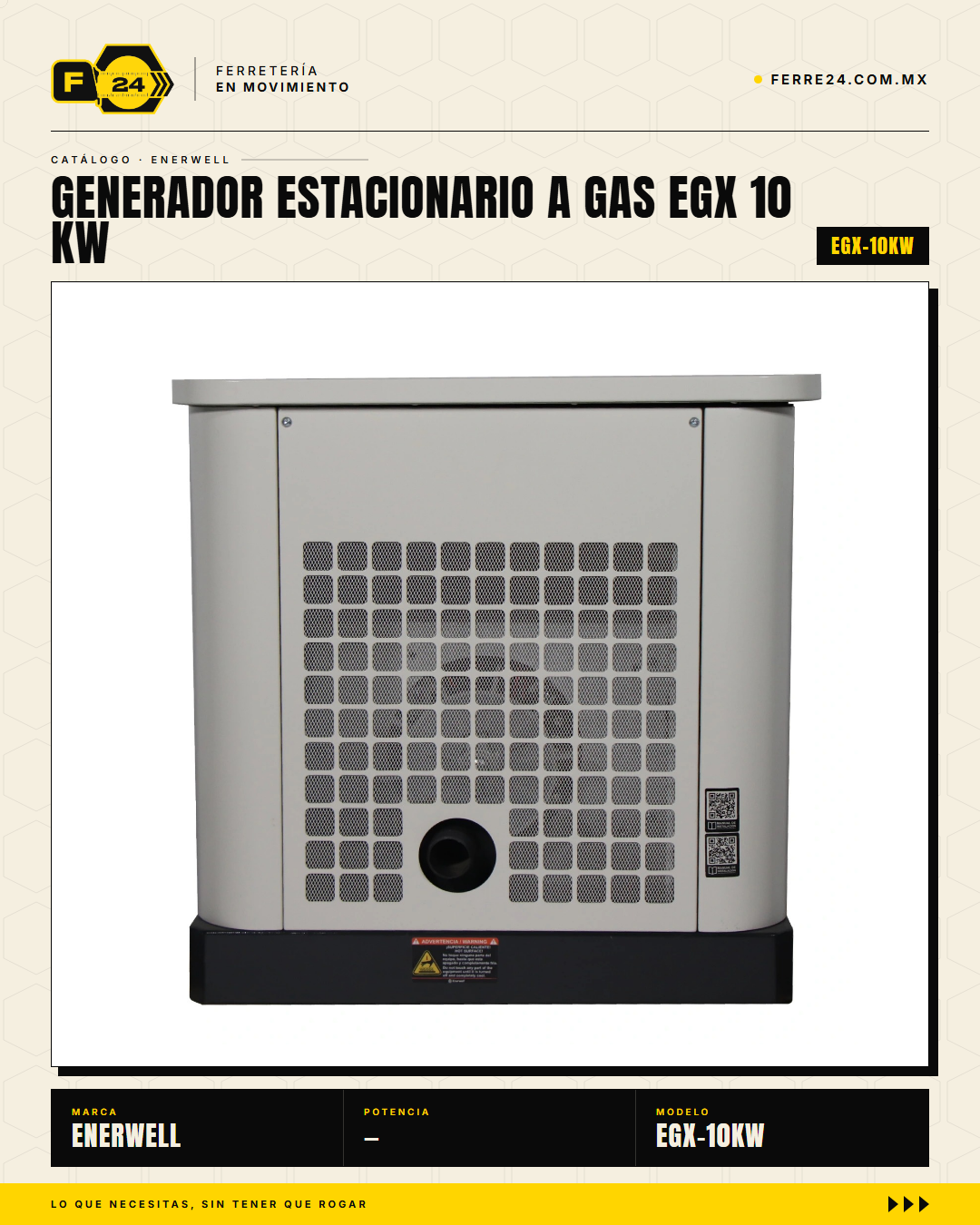 Generador Estacionario a Gas 10 kW — EGX · sec_003