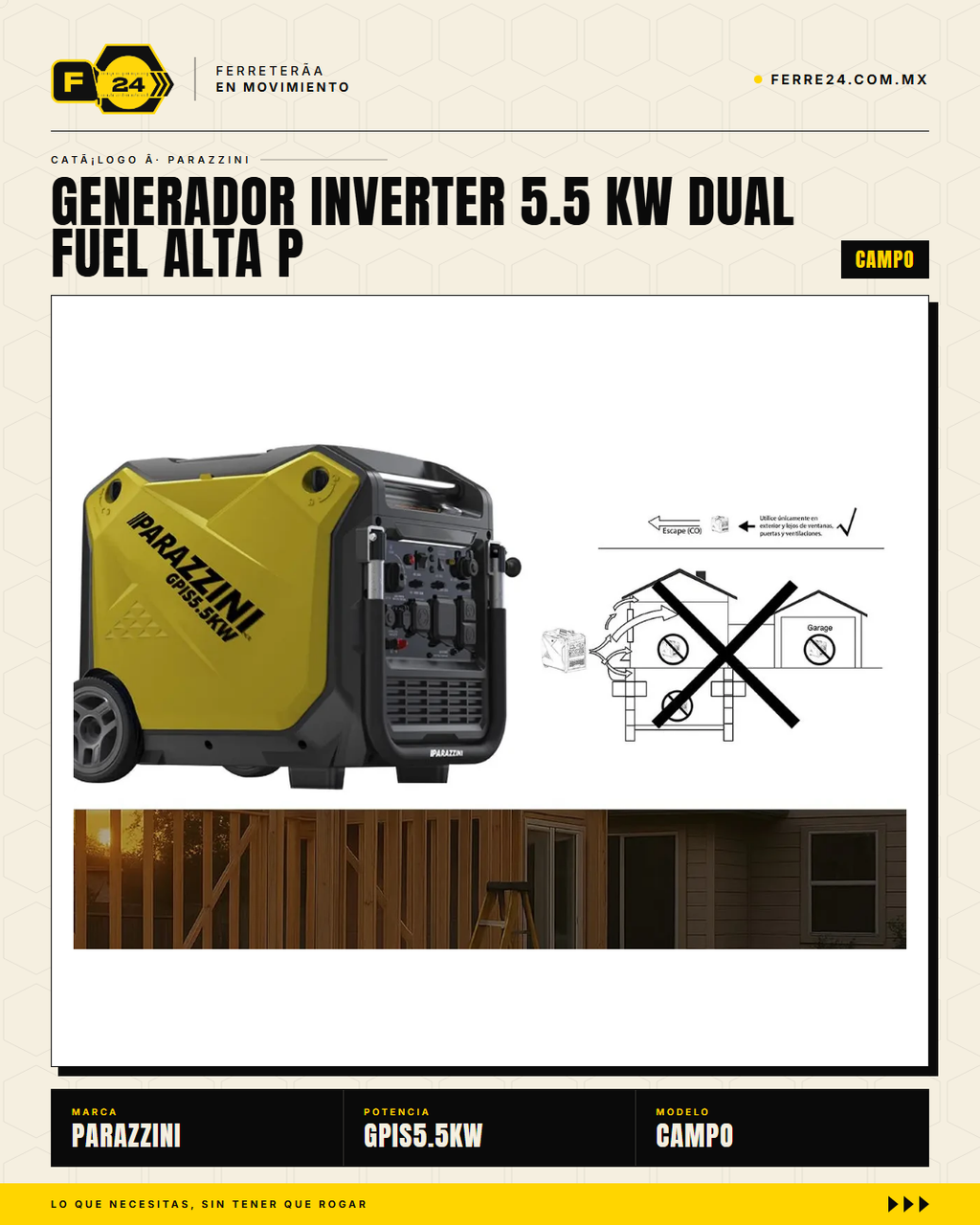 Generador Inverter Dual Fuel 5.5 kW Parazzini — Gasolina o Gas LP · sec_003
