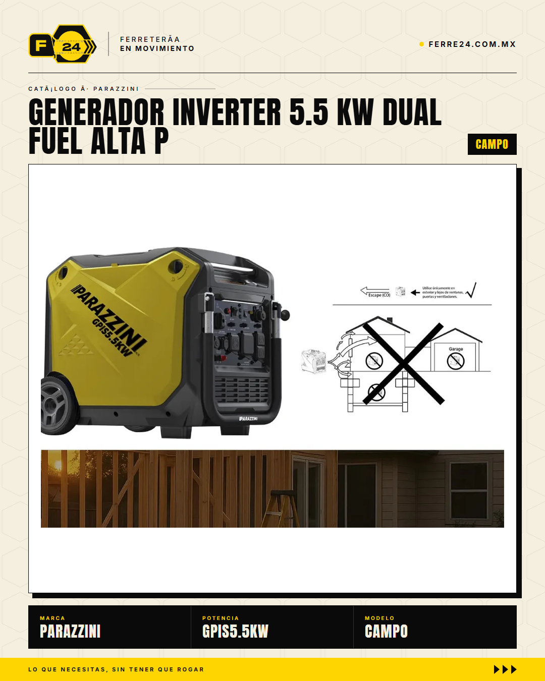 Generador Inverter Dual Fuel 5.5 kW Parazzini — Gasolina o Gas LP · sec_003