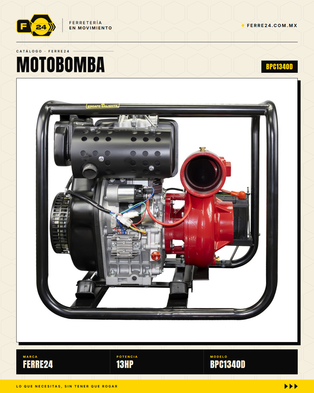 Motobomba Diésel Centrífuga 13 HP — 4", 2,010 L/min · sec_003