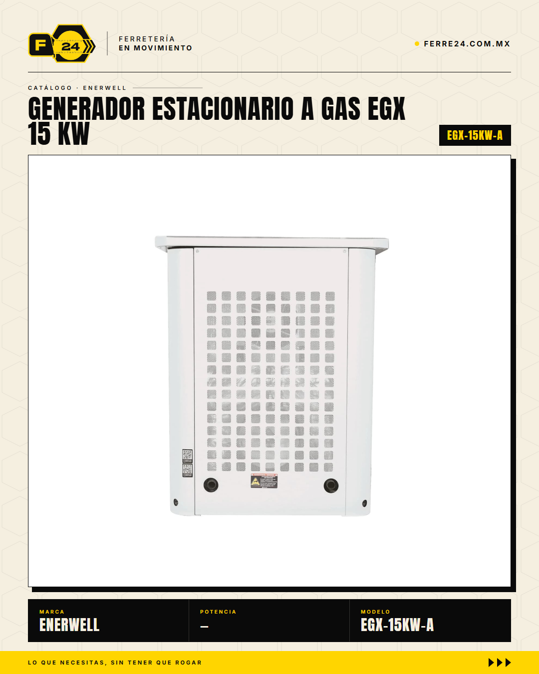 Generador Estacionario a Gas 15 kW — EGX · sec_003
