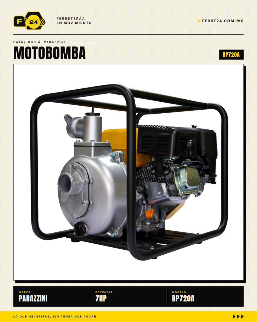 Motobomba Parazzini BP720A — 7 HP 2", 4 Tiempos OHV Gasolina · sec_003