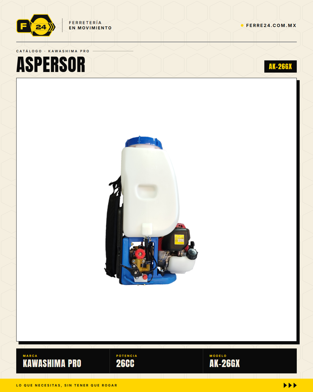 Aspersor de Mochila 26 cc — Motor Honda GX25, Tanque de 25 L · sec_003