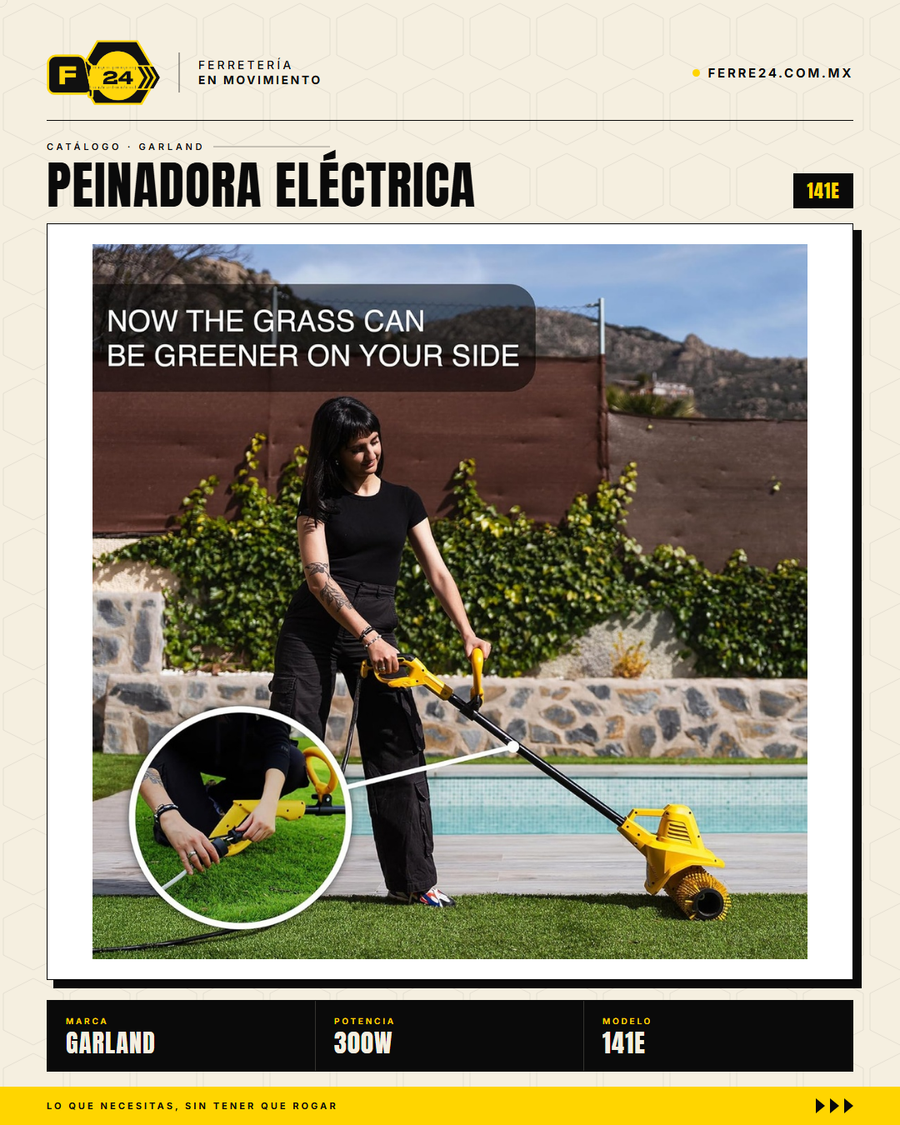 Peinadora Eléctrica 300 W para Pasto Sintético Roll & Comb 141E · sec_003