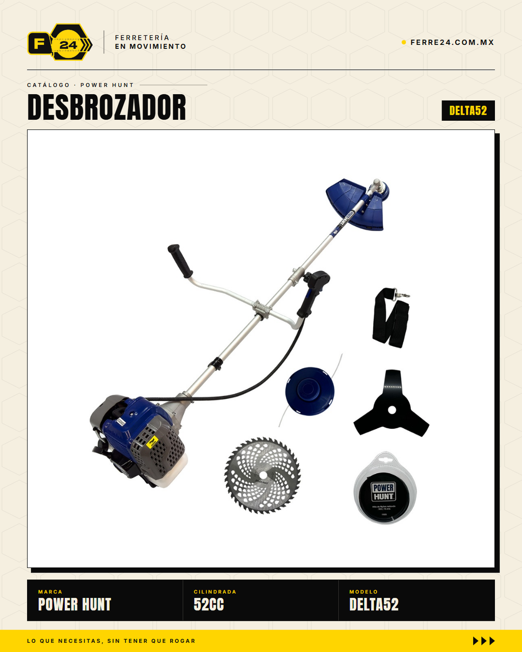 Desbrozadora Power Hunt DELTA52 52 cc — Con Cuchilla de Fábrica · sec_003
