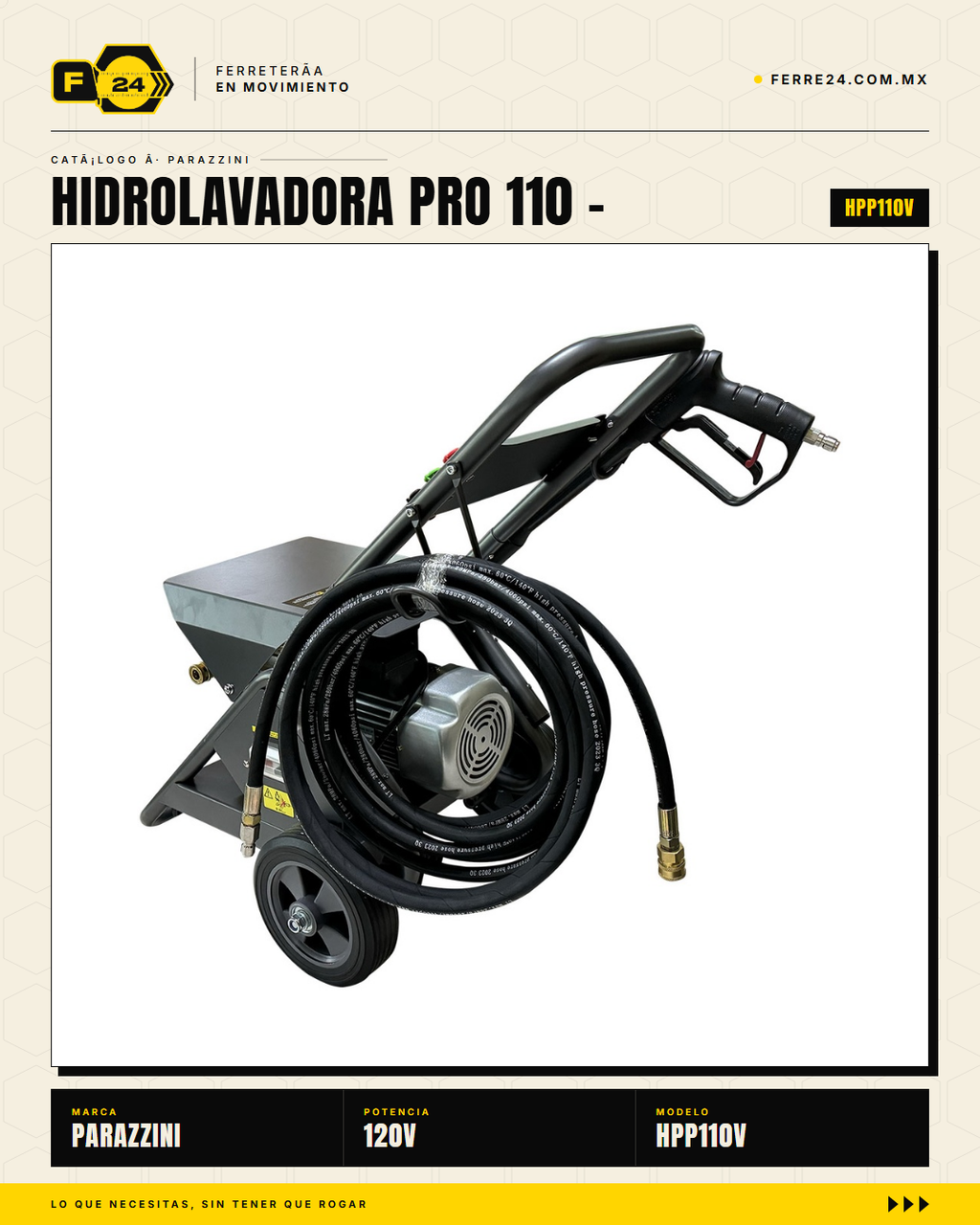 Parazzini HPP110V — pistola y lanza de alta presión