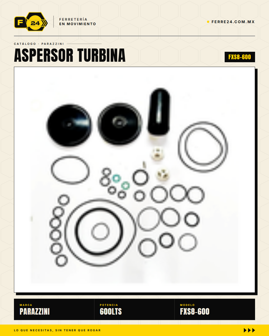 Aspersor Turbina Parazzini 600 L — PTO 50 HP · 32" · 24 Boquillas · sec_003