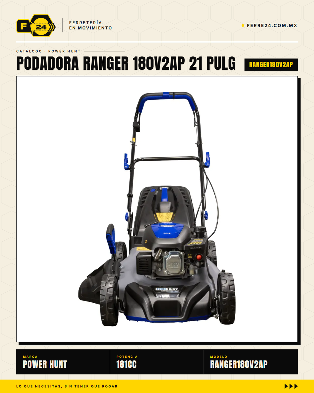 Podadora Autopropulsada 21" — 180 cc, Chasis de Acero y Triturado · sec_003